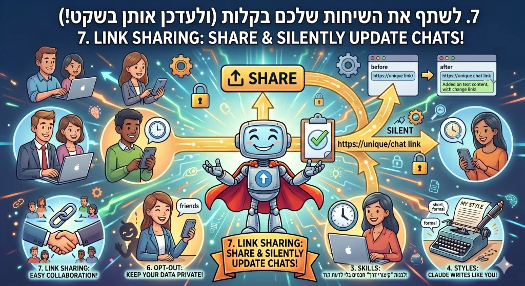 לשתף את השיחות שלכם בקלות