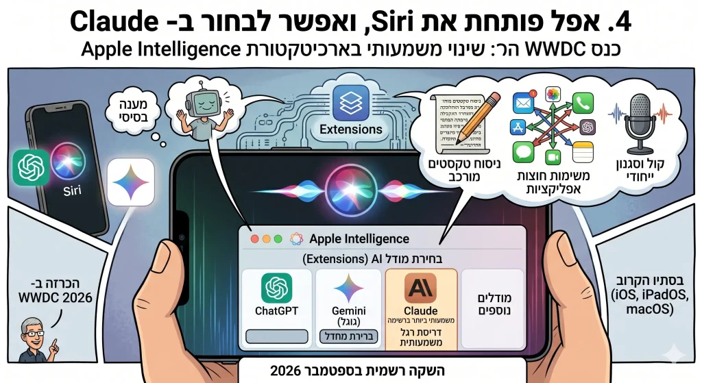 אפל פותחת את Siri, ואפשר לבחור ב- Claude