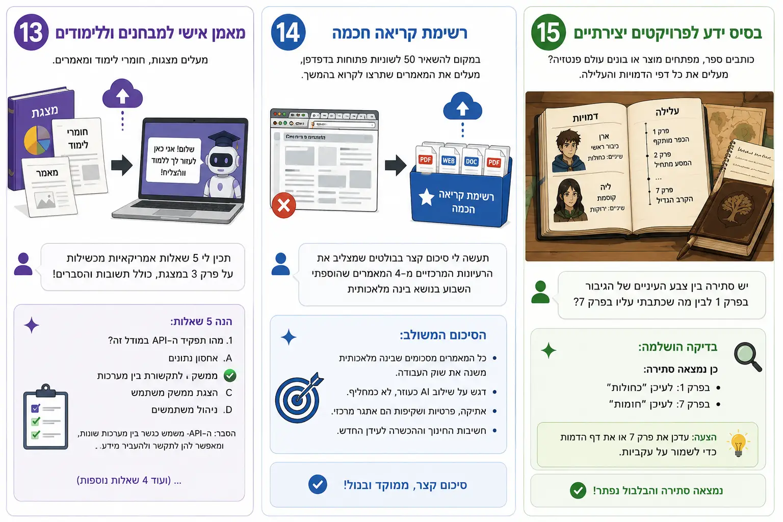 דוגמאות שימושיות 13 עד 15